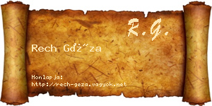 Rech Géza névjegykártya