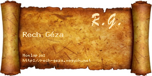 Rech Géza névjegykártya